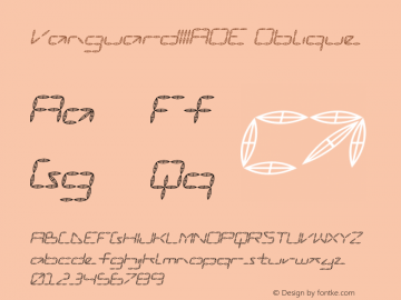 VanguardIIIAOE Oblique Version 001.000 Font Sample