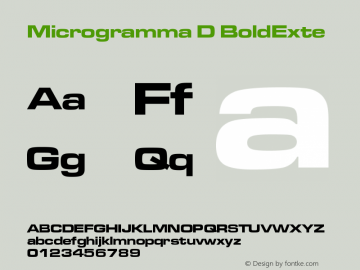 Microgramma D BoldExte Version 001.005 Font Sample