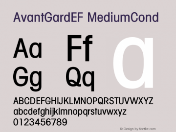 AvantGardEF MediumCond Version 001.000 Font Sample