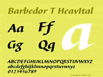 Barbedor T HeavItal Version 001.005 Font Sample