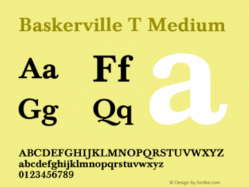 Baskerville T Medium Version 001.005 Font Sample