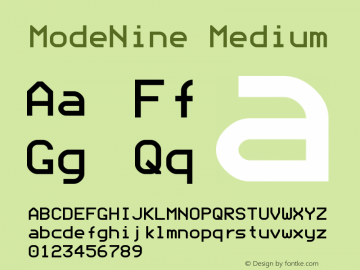 ModeNine Medium Version 001.000  Font Sample