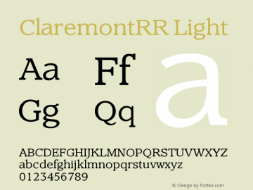 ClaremontRR Light Version 001.004 Font Sample