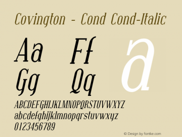 Covington - Cond Cond-Italic Version 001.000 Font Sample