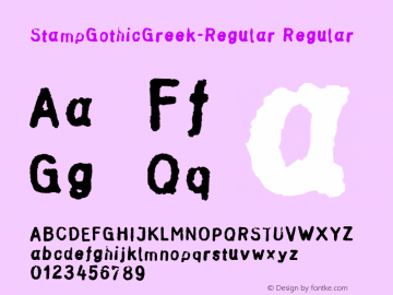 StampGothicGreek-Regular Regular Version 4.301; 2001 Font Sample