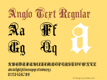 Anglo Text Regular Macromedia Fontographer 4.1.4 7/20/99图片样张