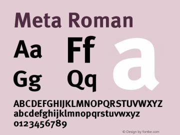 Meta Roman Version 004.301 Font Sample