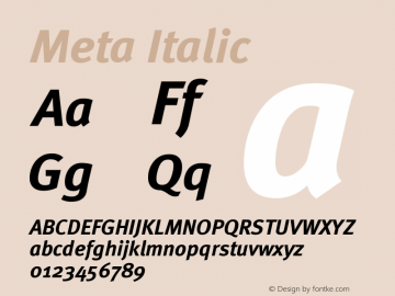 Meta Italic Version 004.301 Font Sample