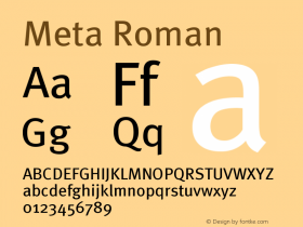 Meta Roman Version 004.301 Font Sample