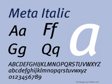 Meta Italic Version 004.301 Font Sample