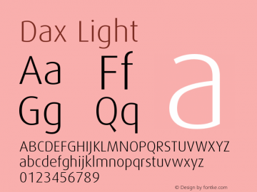 Dax Light Version 001.000 Font Sample