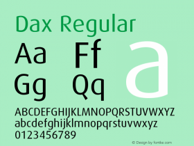 Dax Regular Version 001.000 Font Sample