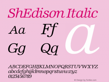 ShEdison Italic Version 001.000 Font Sample
