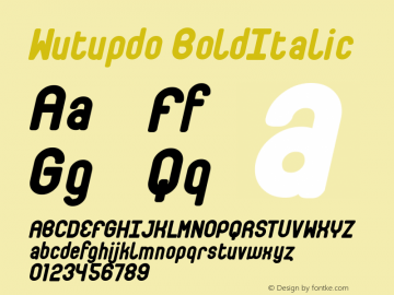 Wutupdo BoldItalic Macromedia Fontographer 4.1 12/25/01 Font Sample