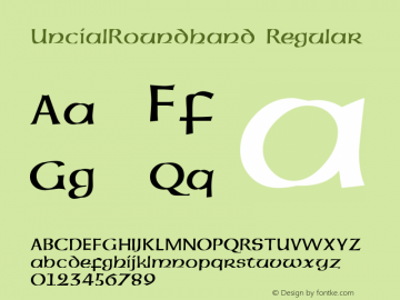 UncialRoundhand Regular Weatherly Systems, Inc.  6/15/95 Font Sample