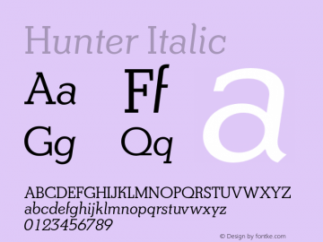 Hunter Italic Version 2.000 Font Sample