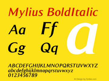 Mylius BoldItalic Version 001.000 Font Sample