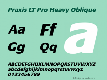 Praxis LT Pro Heavy Oblique Version 1.000;PS 001.000;hotconv 1.0.38 Font Sample