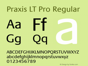 Praxis LT Pro Regular Version 1.000;PS 001.000;hotconv 1.0.38 Font Sample