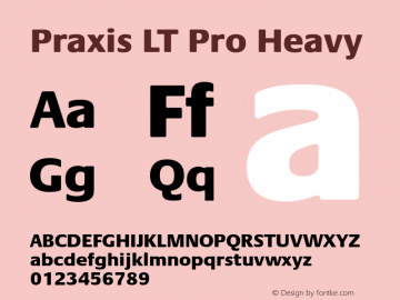 Praxis LT Pro Heavy Version 1.000;PS 001.000;hotconv 1.0.38 Font Sample