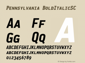 Pennsylvania BoldItalicSC Version 001.000 Font Sample