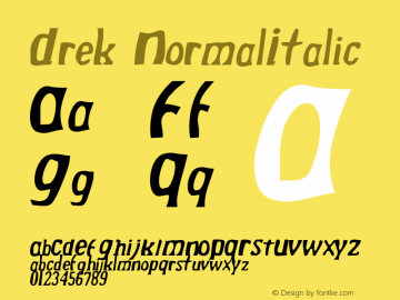 Drek NormalItalic Version 001.000  Font Sample