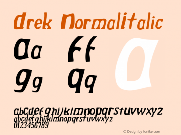 Drek NormalItalic Version 001.000 Font Sample