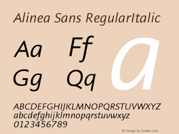 Alinea Sans RegularItalic Version 001.000图片样张