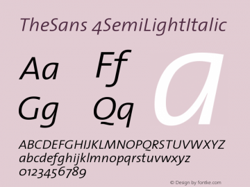 TheSans 4SemiLightItalic Version 1.0 Font Sample