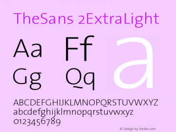 TheSans 2ExtraLight Version 1.0 Font Sample