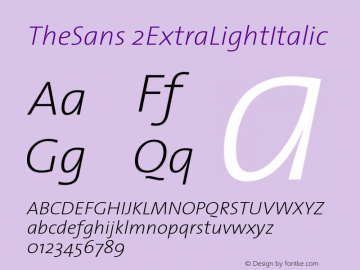 TheSans 2ExtraLightItalic Version 1.0 Font Sample