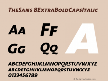 TheSans 8ExtraBoldCapsItalic Version 1.0 Font Sample