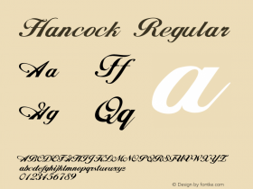 Hancock Regular Altsys Fontographer 3.5  3/17/92 Font Sample