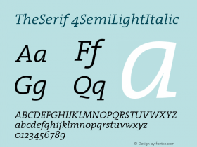 TheSerif 4SemiLightItalic Version 1.0图片样张