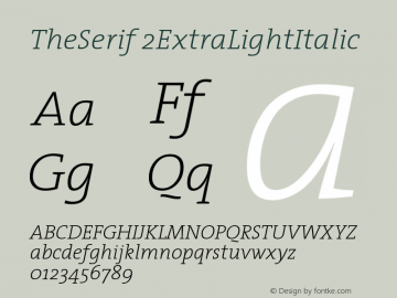 TheSerif 2ExtraLightItalic Version 1.0 Font Sample