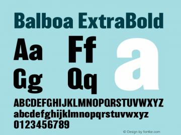 Balboa ExtraBold Version 001.000 Font Sample