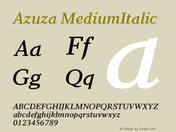 Azuza MediumItalic Version 001.000 Font Sample