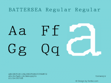 BATTERSEA Regular Regular Unknown Font Sample