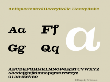 AntiqueCentralHeavyItalic HeavyItalic Version 001.000图片样张