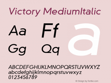 Victory MediumItalic Macromedia Fontographer 4.1.4 7/15/02 Font Sample