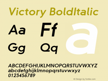 Victory BoldItalic Macromedia Fontographer 4.1.4 7/15/02 Font Sample