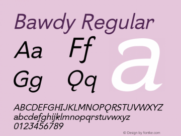 Bawdy Regular Version 1.00 Font Sample