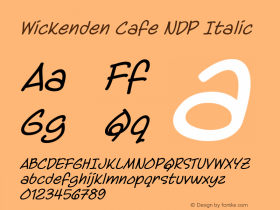 Wickenden Cafe NDP Italic Macromedia Fontographer 4.1.5 2/25/03图片样张