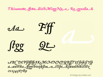 TributeItalicLigOne Regular Version 1.0; release Font Sample