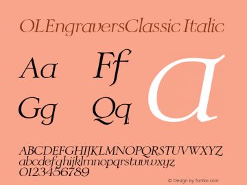 OLEngraversClassic Italic Macromedia Fontographer 4.1 3/22/03图片样张