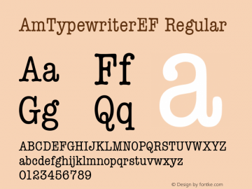 AmTypewriterEF Regular Version 1.00 Font Sample