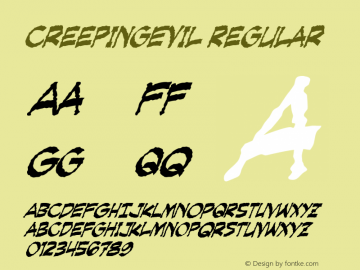 CreepingEvil Regular Version 1.00 Font Sample