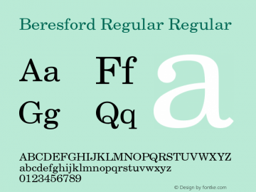 Beresford Regular Regular Unknown Font Sample