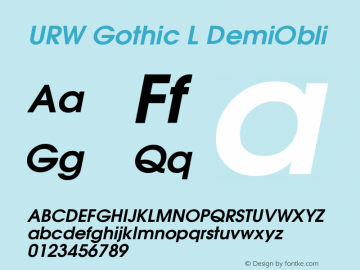 URW Gothic L DemiObli Version 1.05 Font Sample