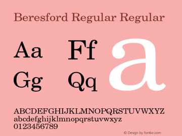 Beresford Regular Regular Unknown Font Sample